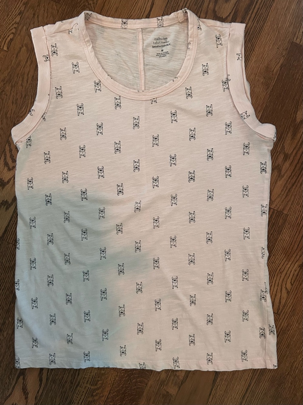 Banana Republic Light Pink Tank Top with Dog Print Medium